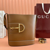 73 MEDIUM BUCKET BAG 27.5 IN BROWN SMOOTH CALFSKIN